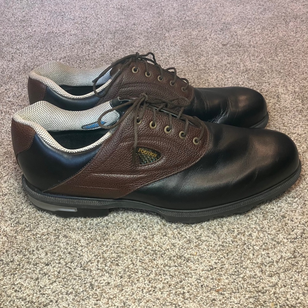 FootJoy Gel Fusion GF II 59987 Men's 11 M Black Brown Leather Saddle Golf Shoes